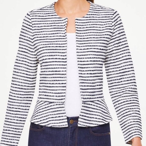 LOFT Jackets & Blazers - NWT LOFT Navy Stripe Peplum Jacket